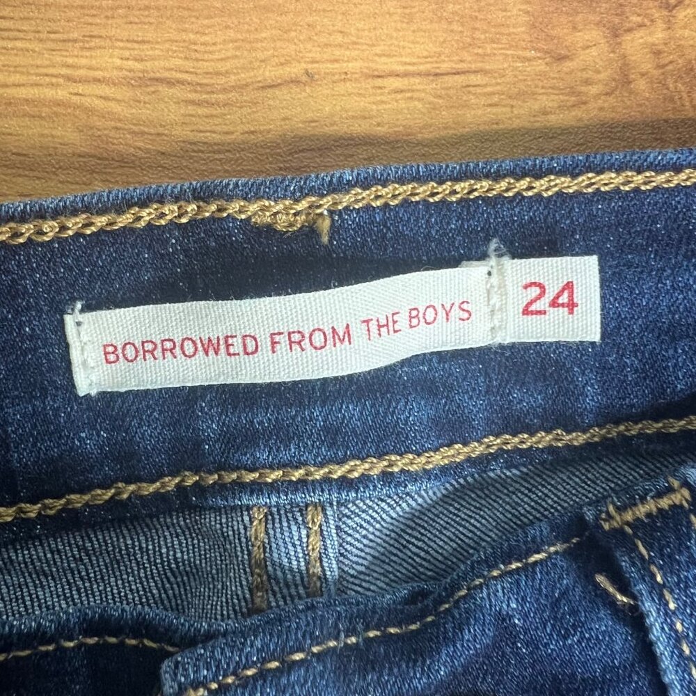 Levi's Cutoff Jean Shorts Size 24 Waist Borrowed From Theh Boys 5.5" Inseam - Picture 2 of 6